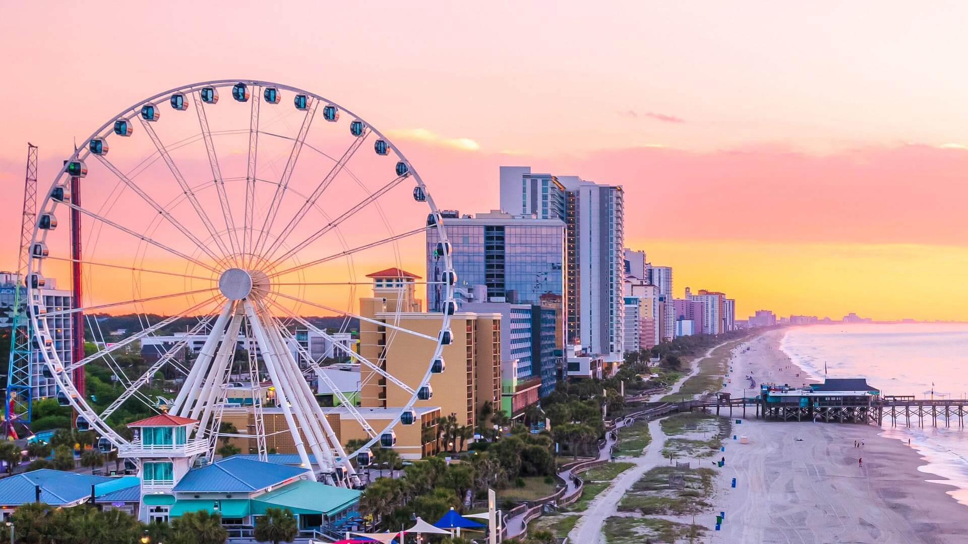 Aerial view of Myrtle Beach coastline 